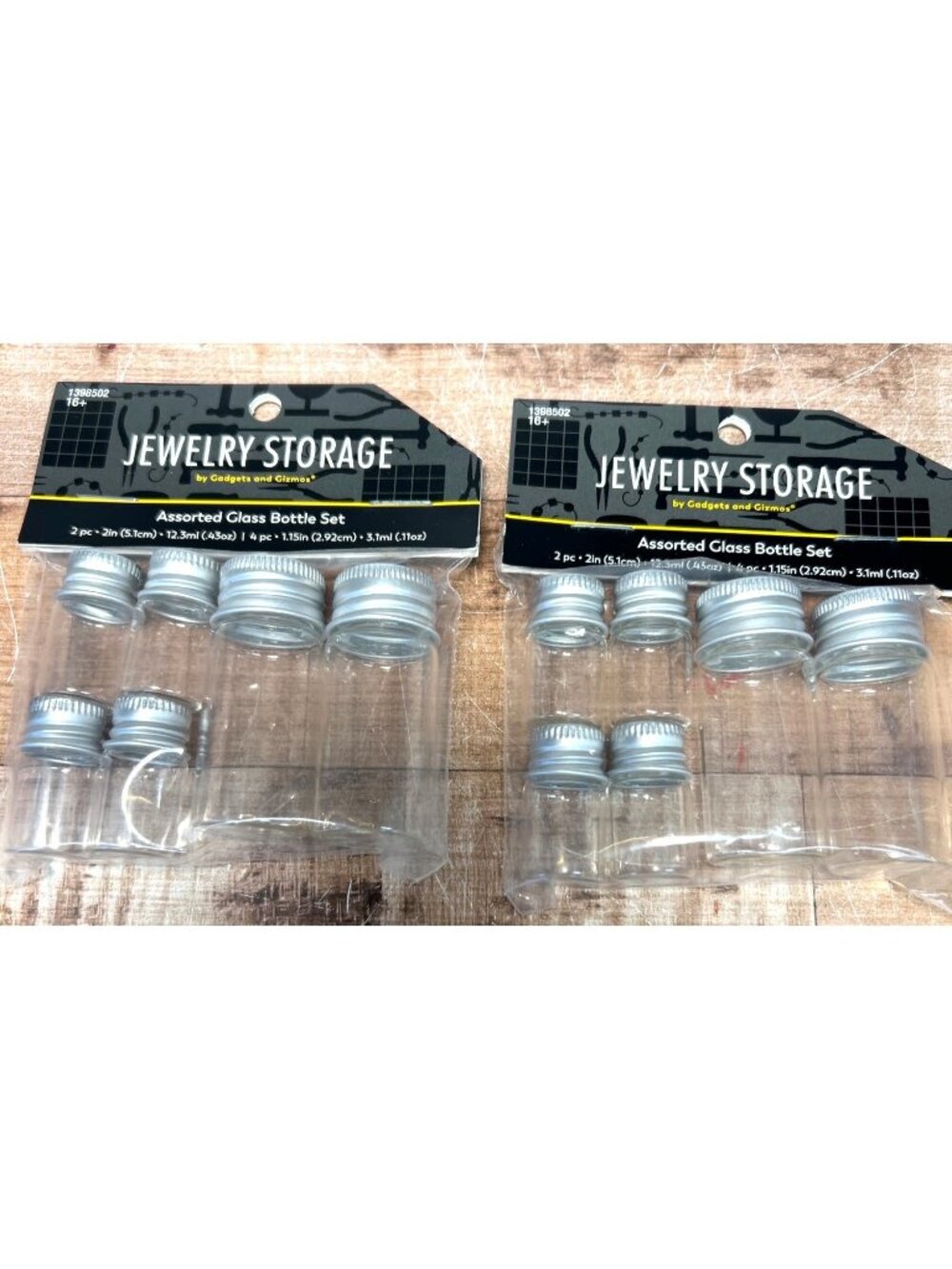 Jewelry Storage Assorted Glass Bottle Set With Lids 6-Piece 12.3ml & 3.1ml Size